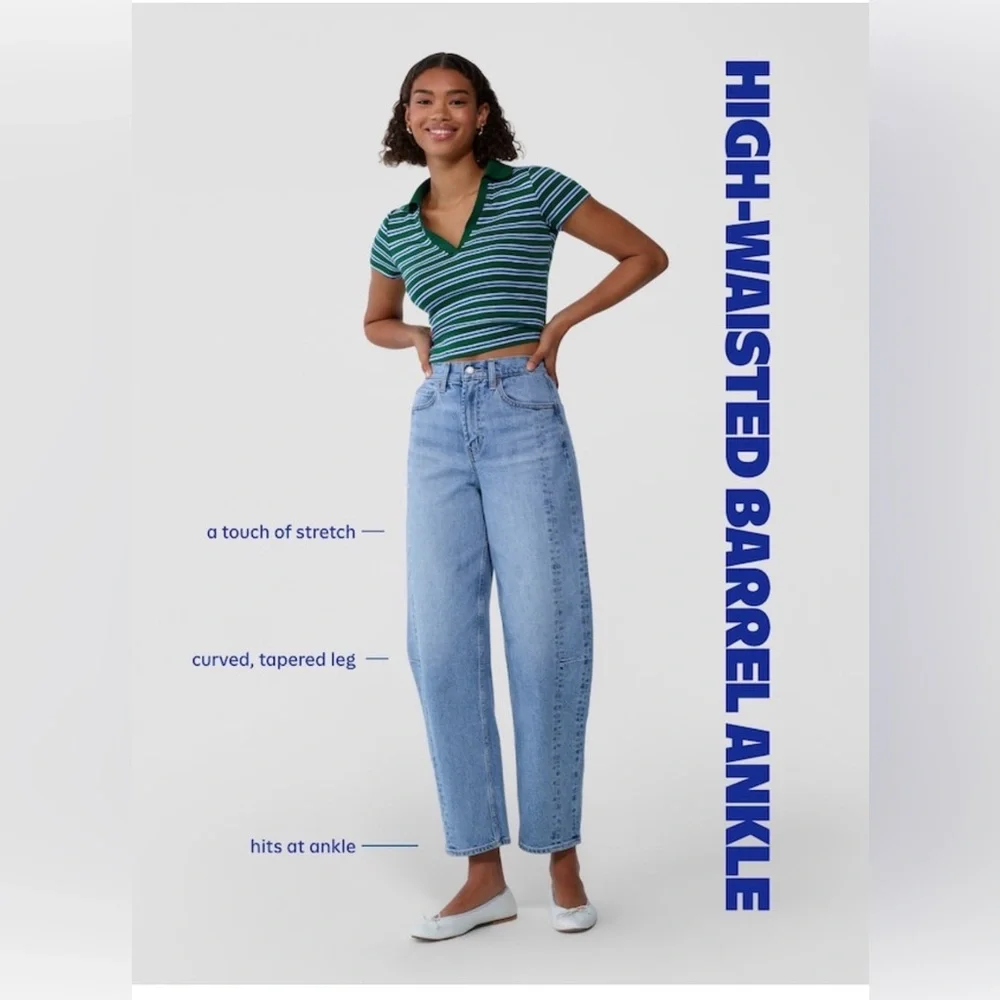 High-Waisted Barrel Ankle Jeans - Picture 4 of 8